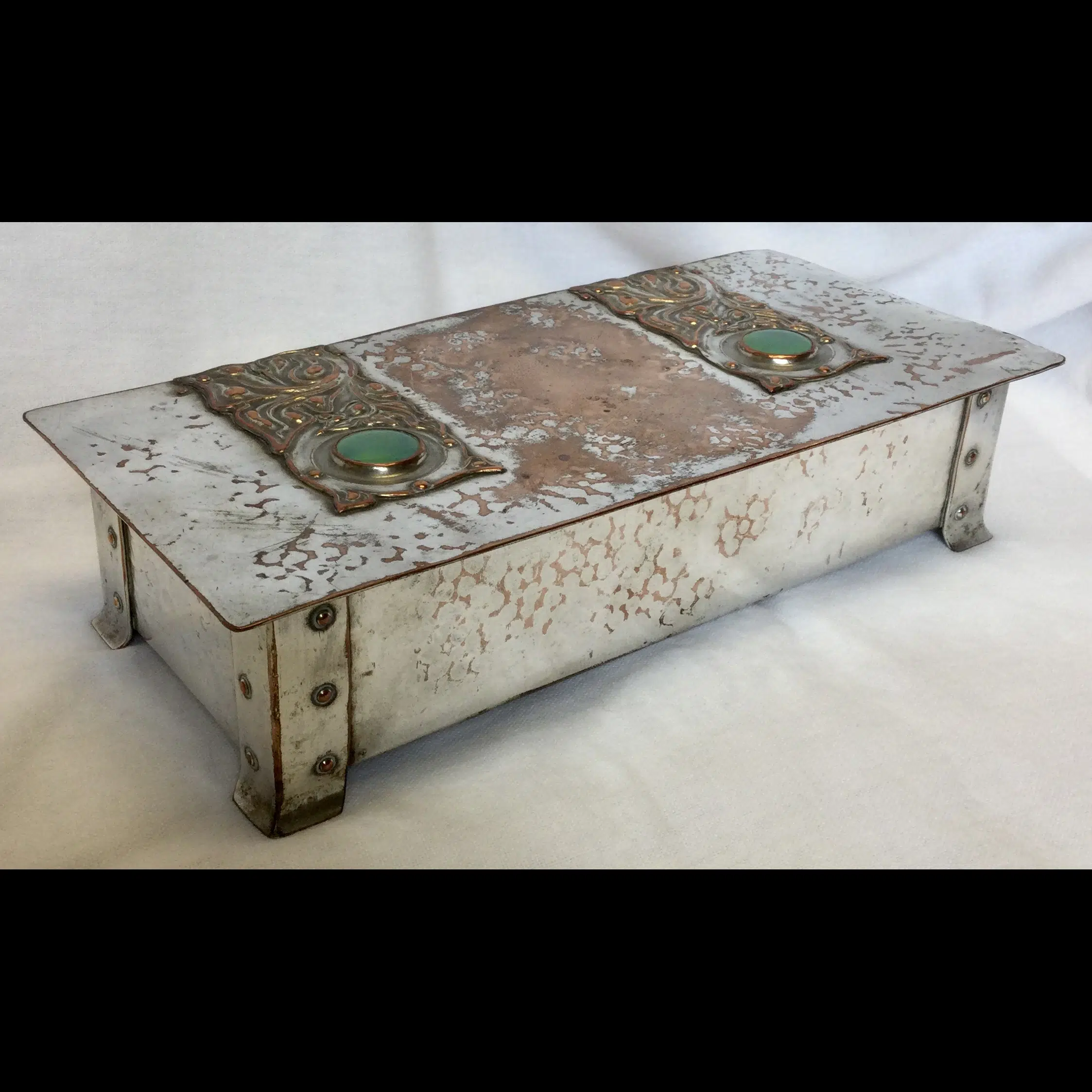 A E Jones Silver Plated On Copper Arts And Crafts Strap Hinged Ruskin ...