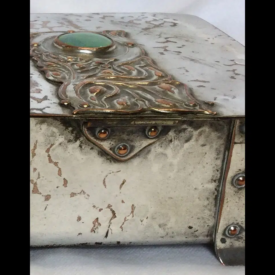 A E Jones Silver Plated On Copper Arts And Crafts Strap Hinged Ruskin ...