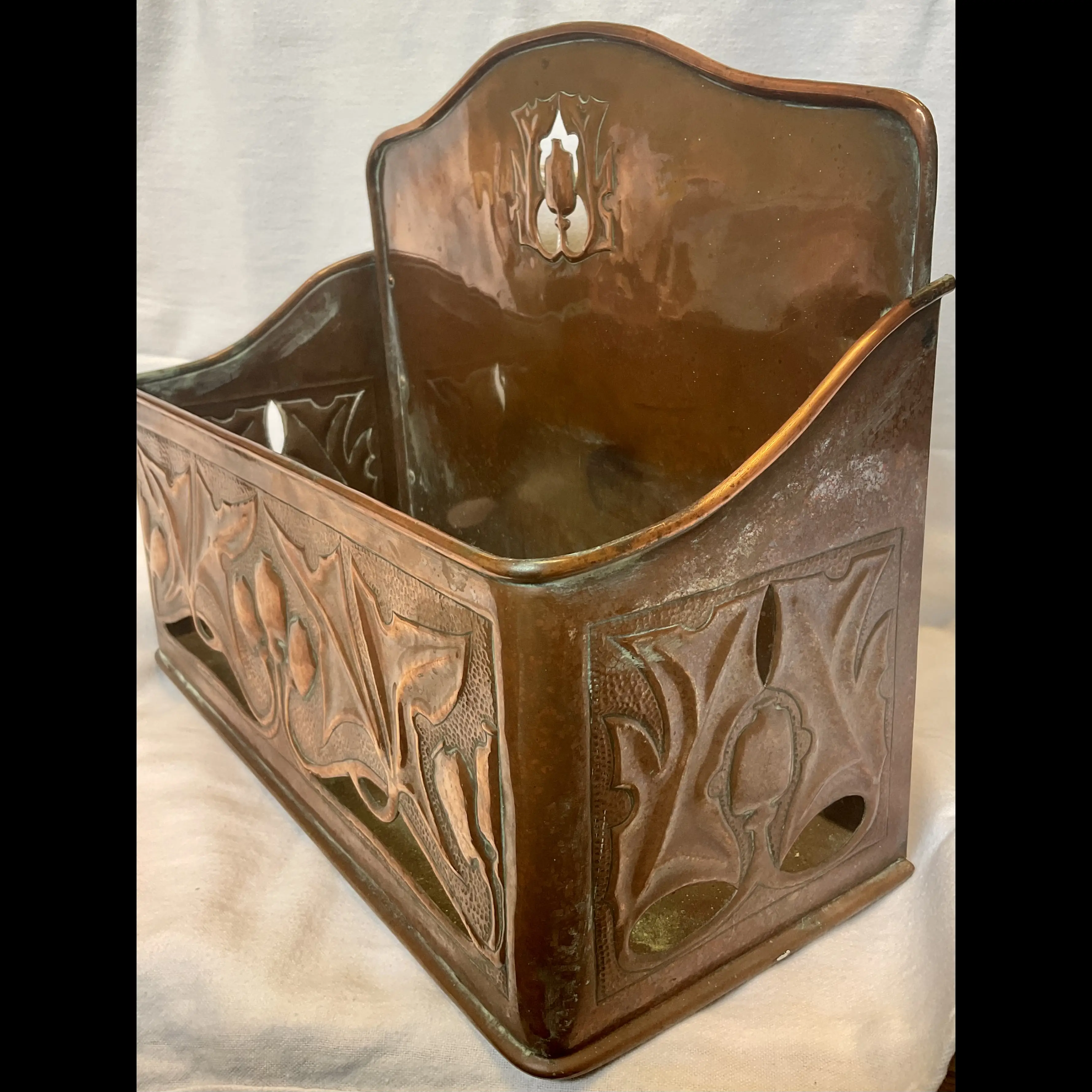 large keswick school of industrial art ksia copper arts and crafts post box with pierced detail