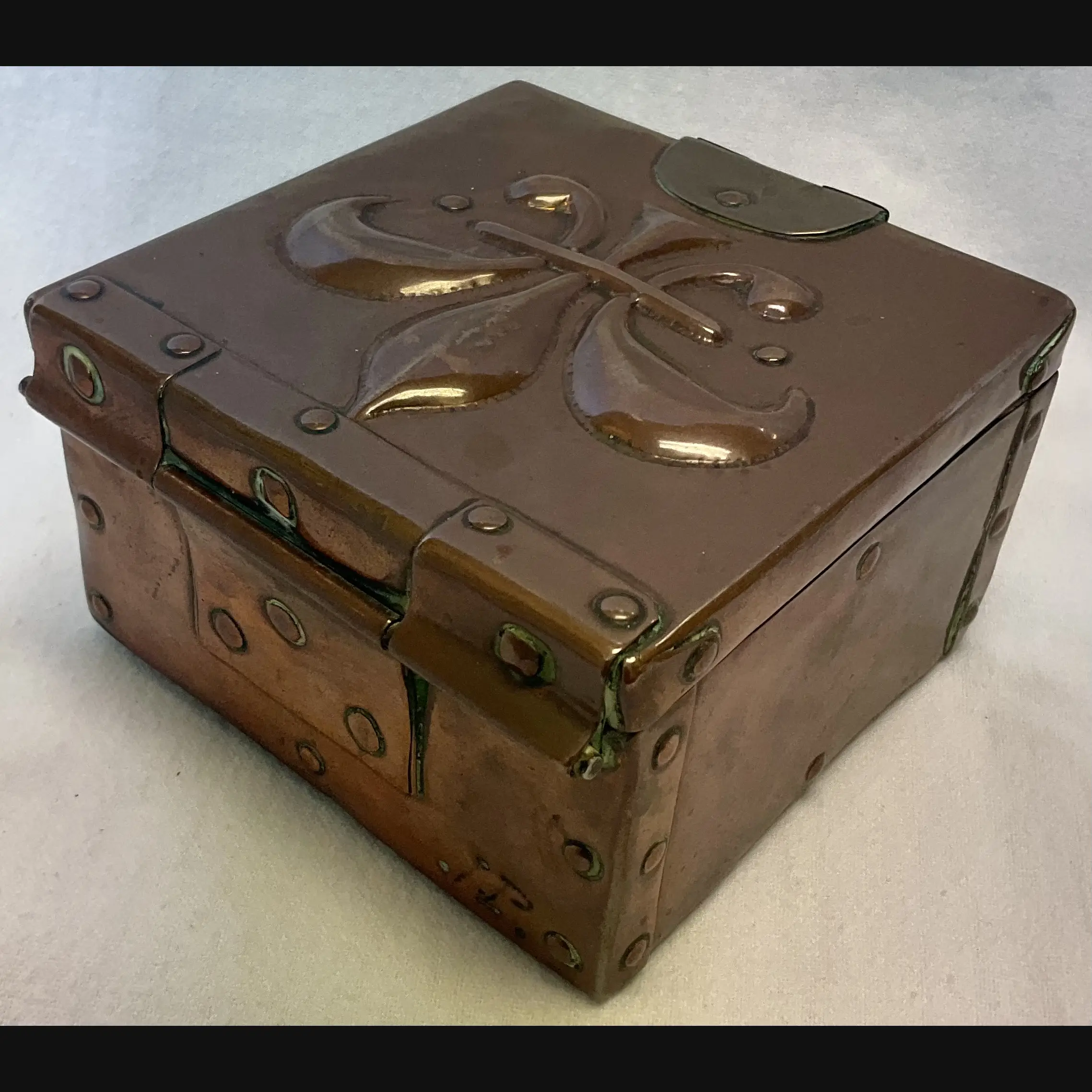 john pearson arts and crafts copper hinged casket c1900