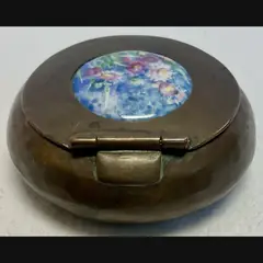 arts and crafts ladies tobacco box with painted enamel impressionist flower cabochon c1900 10