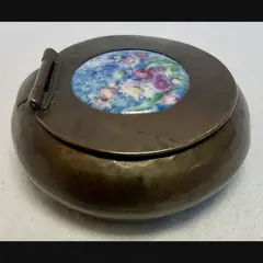 arts and crafts ladies tobacco box with painted enamel impressionist flower cabochon c1900 10