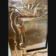 large early newlyn industrial class arts and crafts grotesques copper photo frame c1900