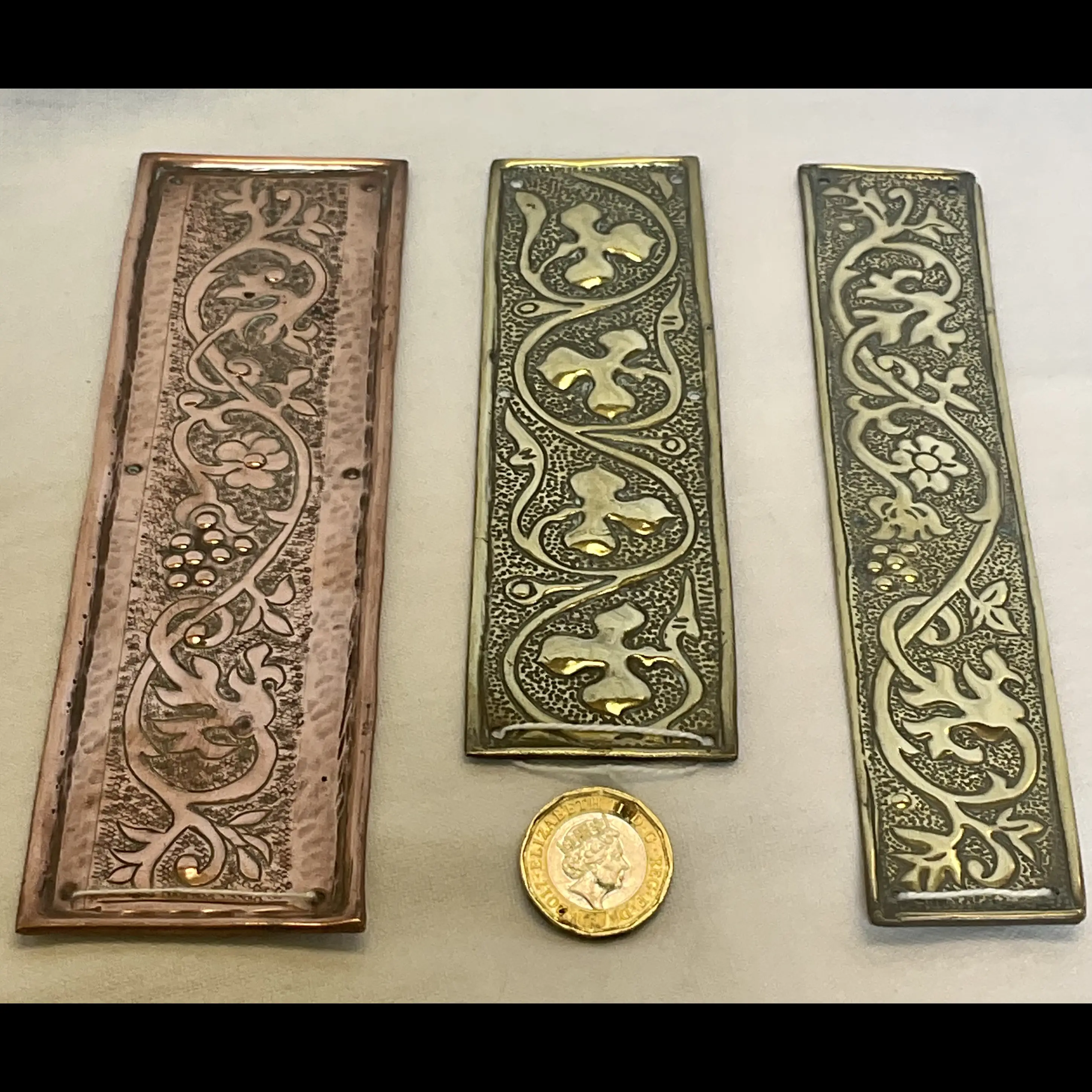 keswick school of industrial art ksia arts and crafts brass door push finger plate