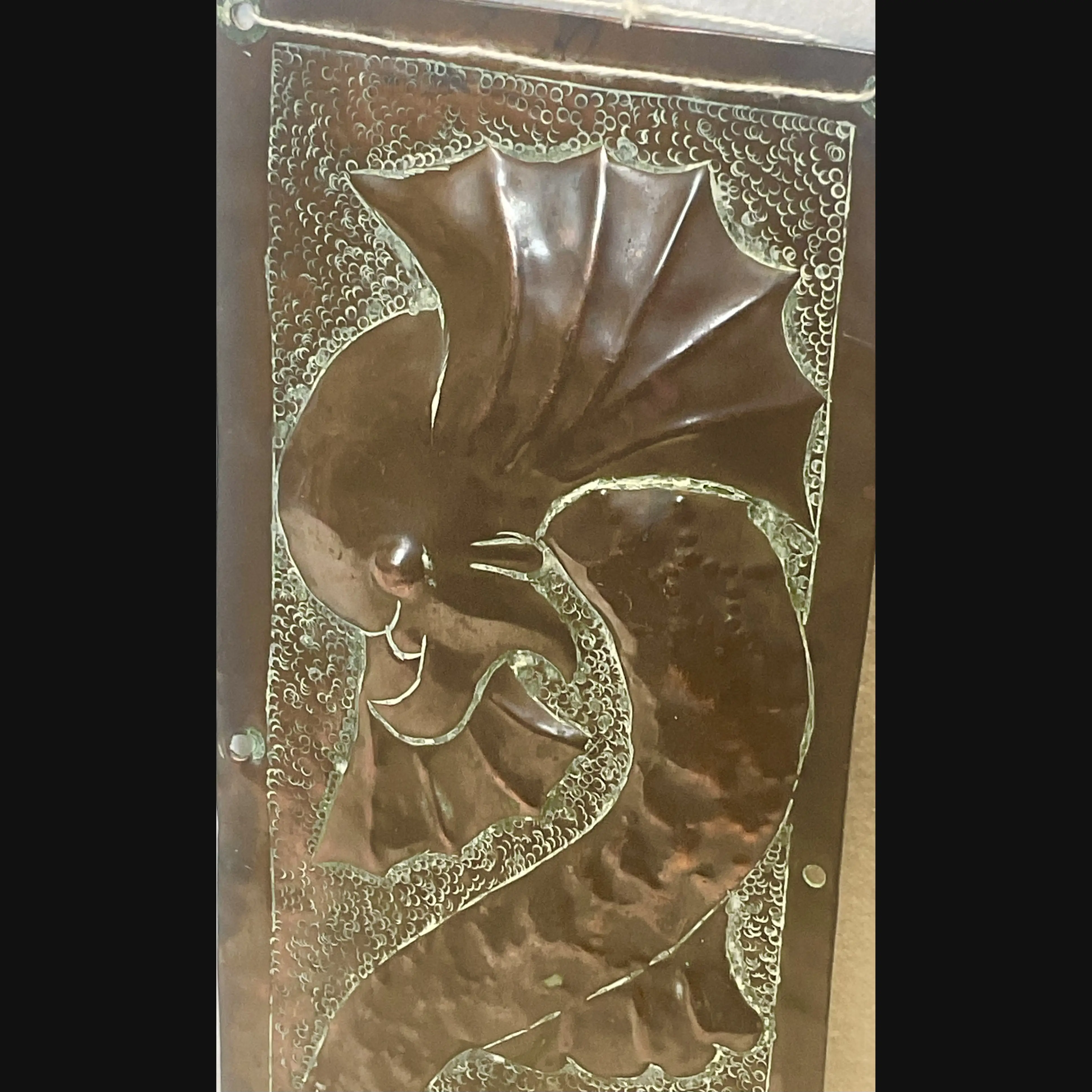 arts and crafts grotesque sea serpent door finger plate two
