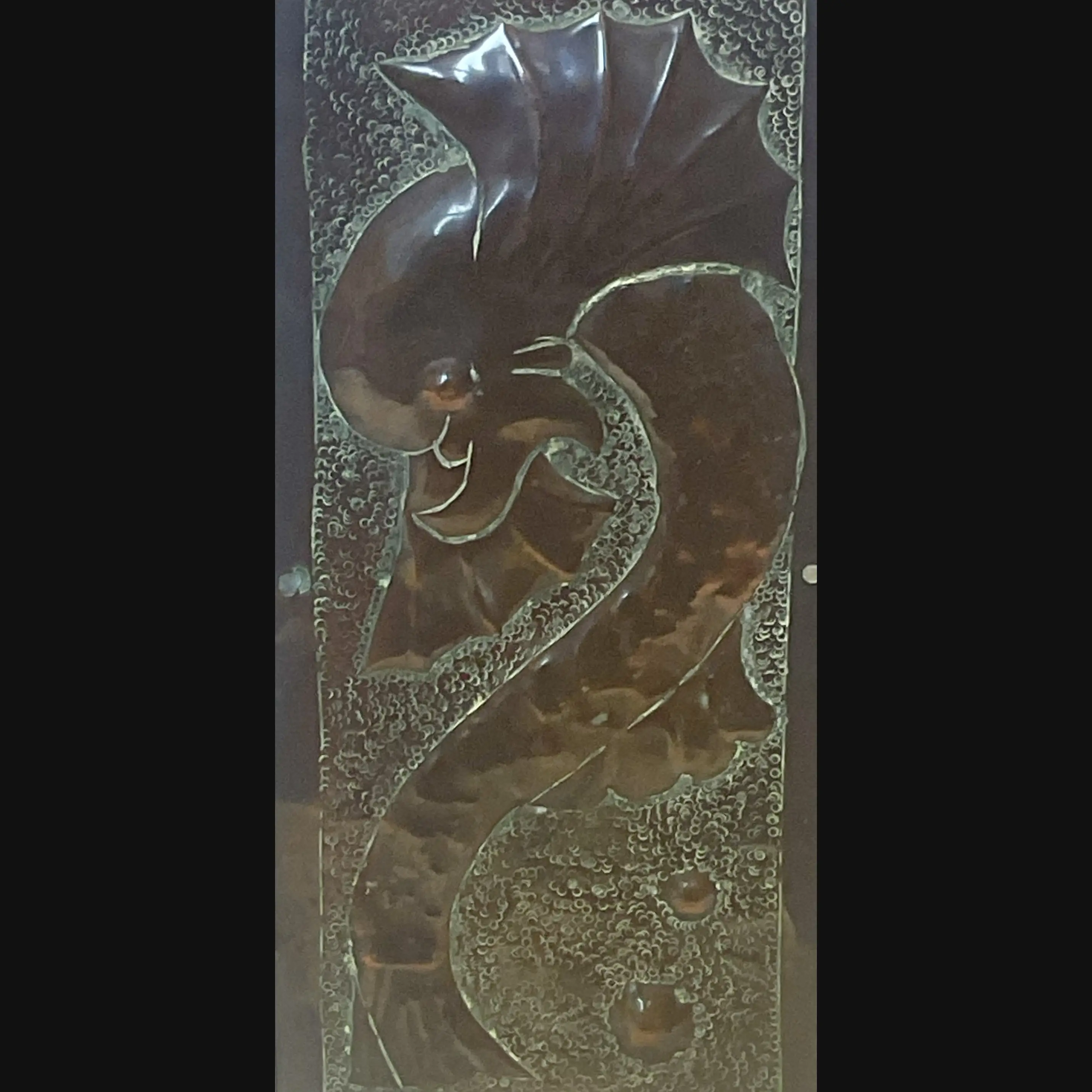 arts and crafts grotesque sea serpent door finger plate two