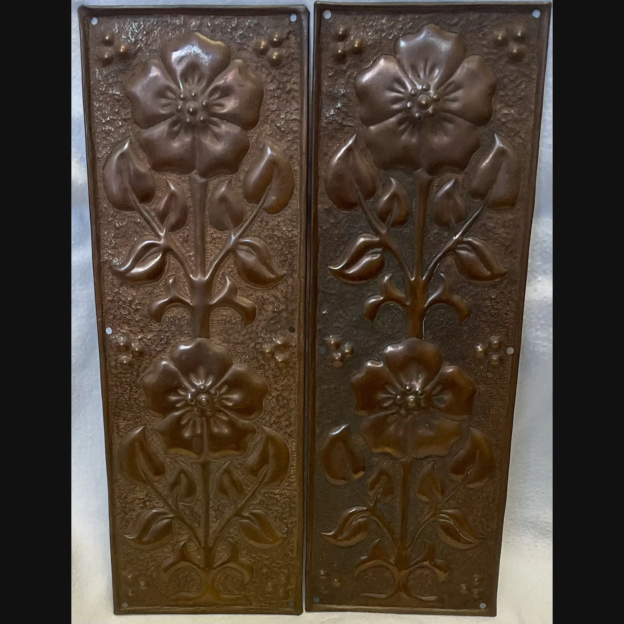w h mawson keswick home industries arts and crafts copper door finger plates c1905
