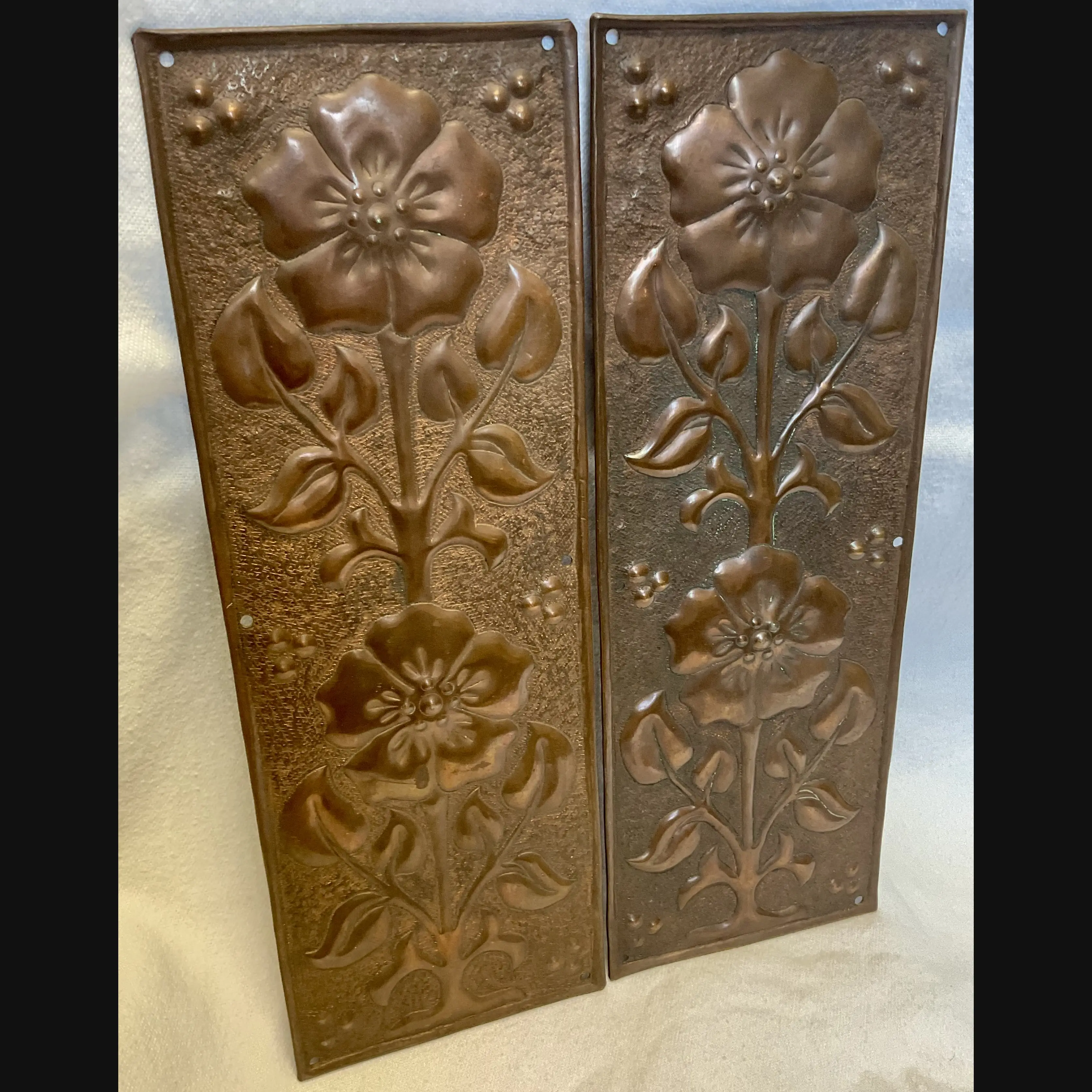w h mawson keswick home industries arts and crafts copper door finger plates c1905