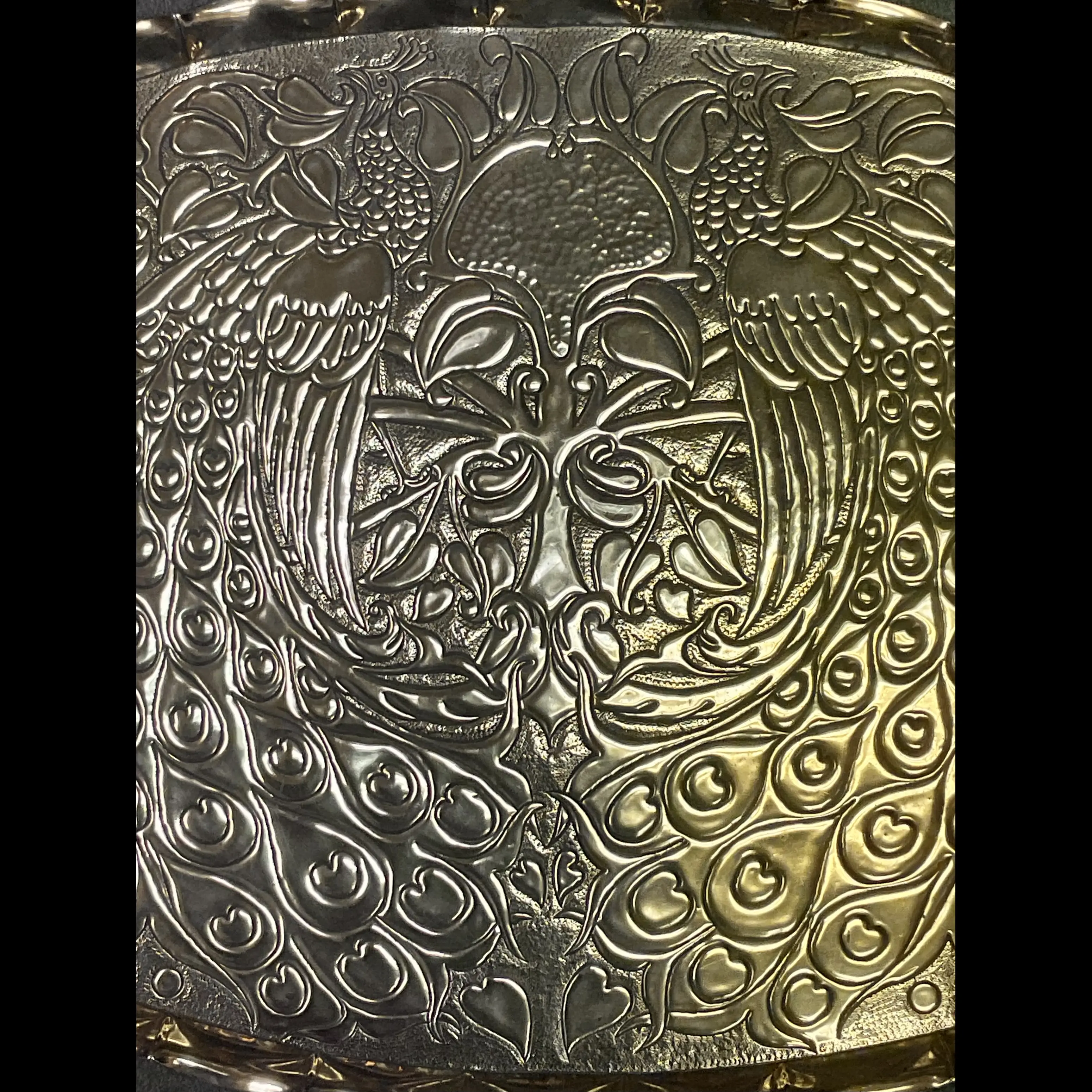fivemiletown industrial class irish arts and crafts double peacocks tray mary williams c1905