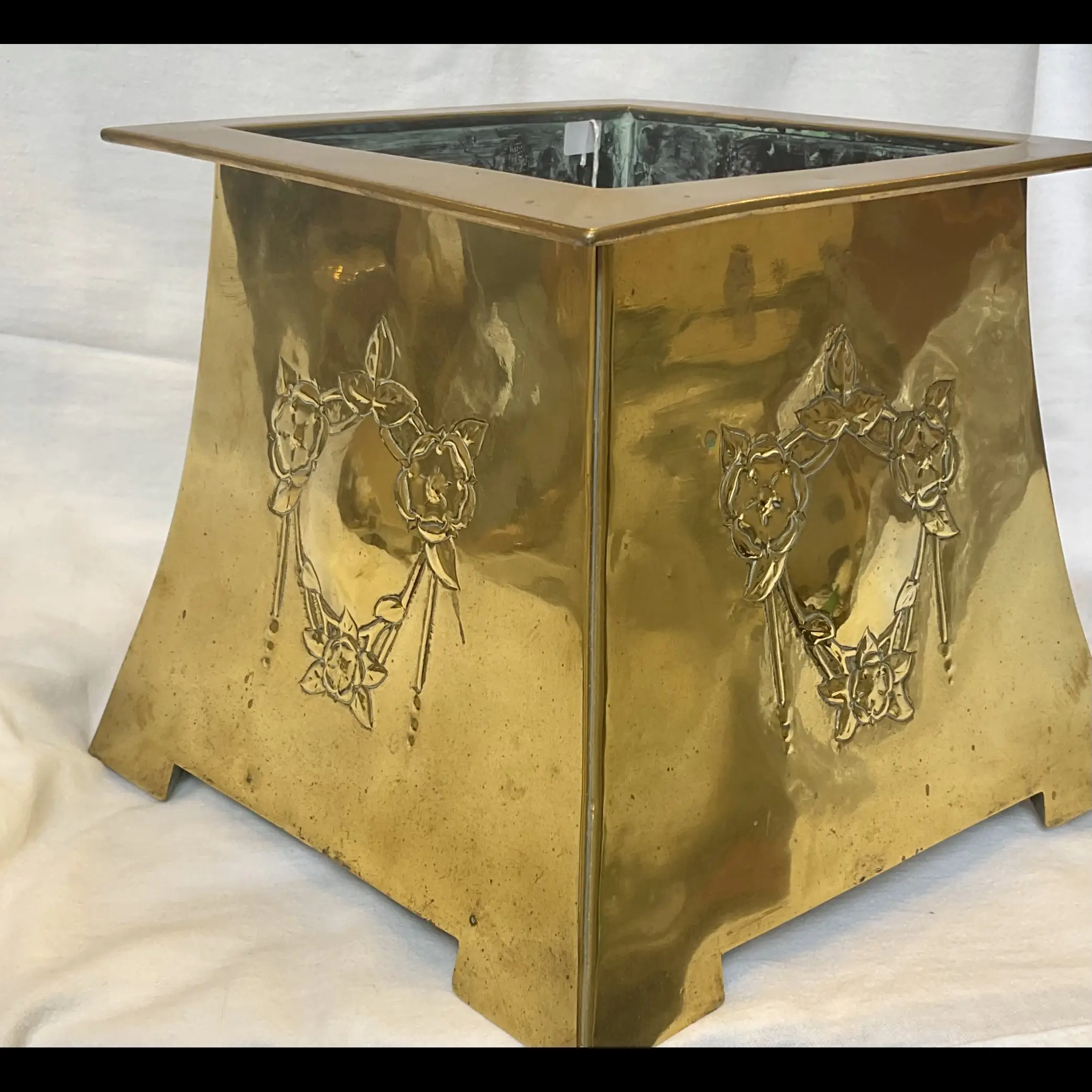 scottish arts and crafts glasgow style large secessionist brass planter