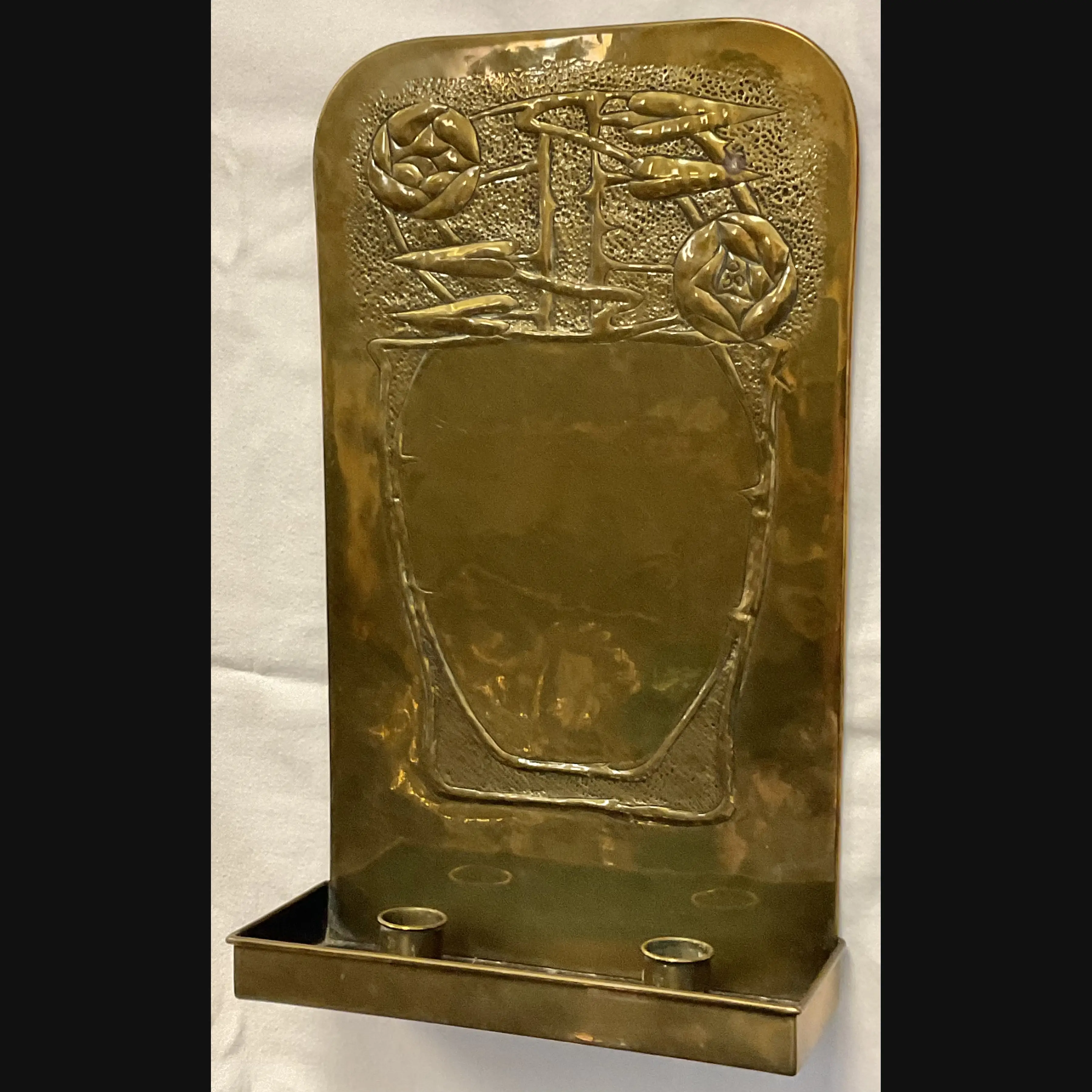 scottish arts and crafts glasgow style marion henderson wilson brass double wall sconce c1910