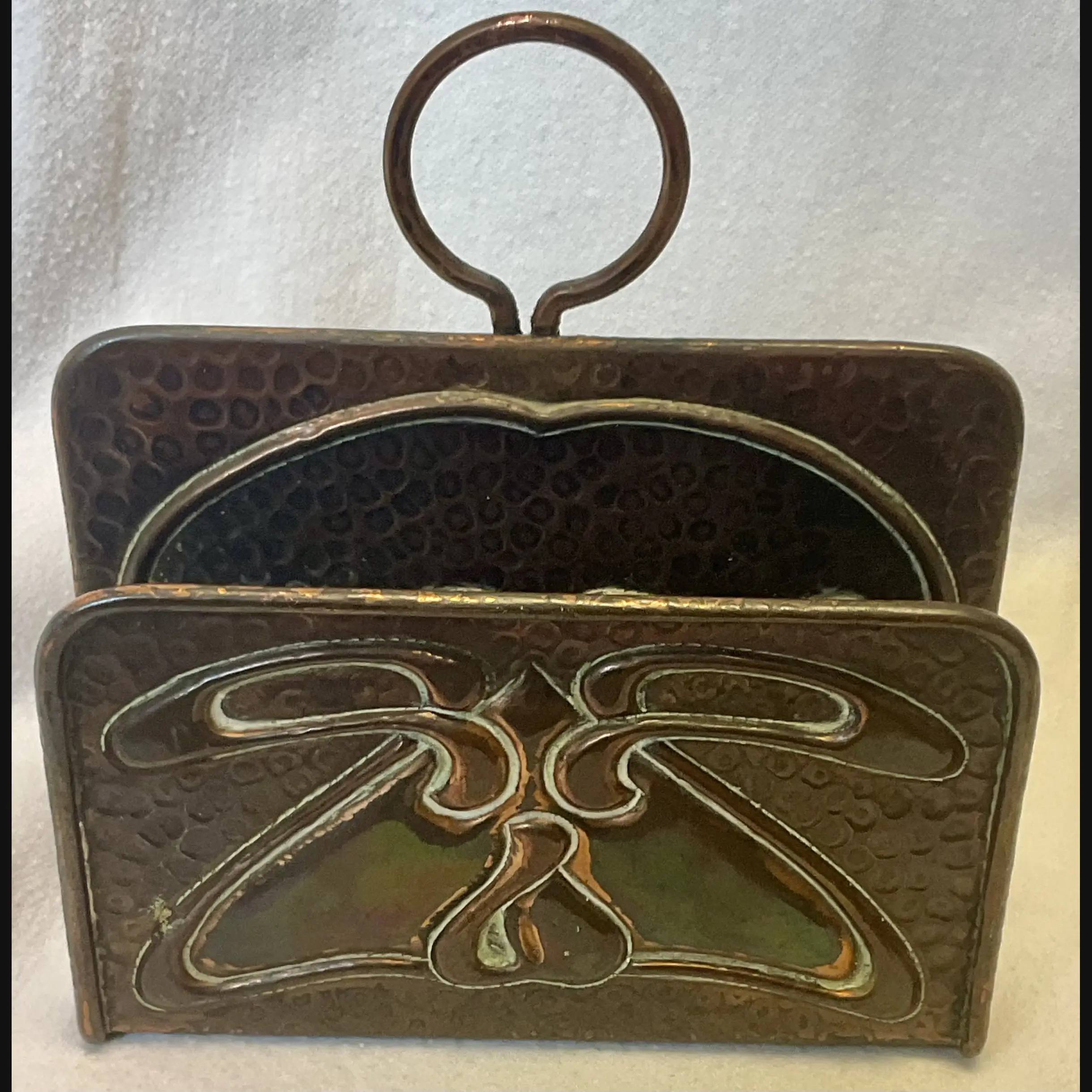 j f pool hayle copper arts and crafts secessionist design hanging wall letter rack