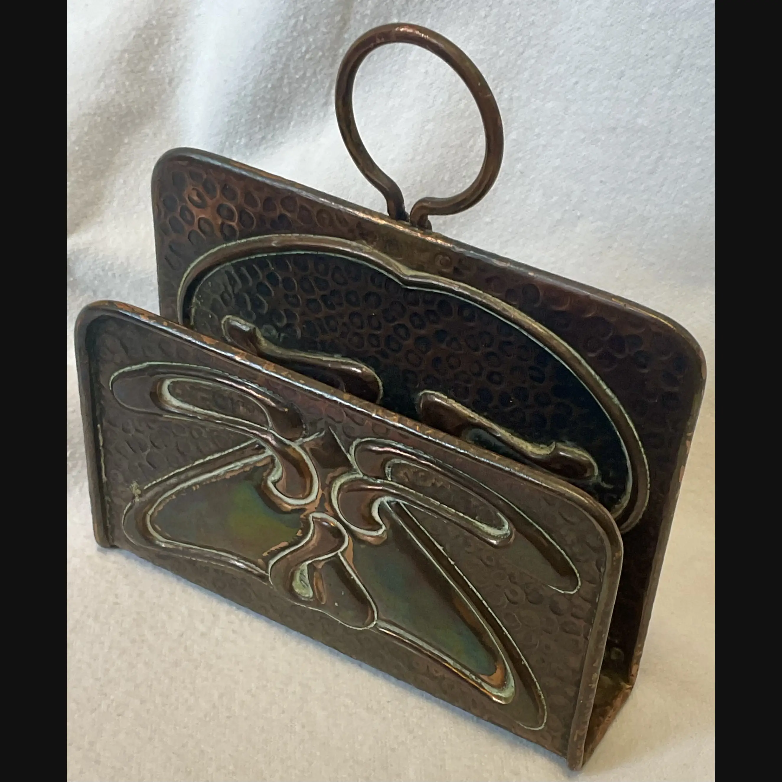 j f pool hayle copper arts and crafts secessionist design hanging wall letter rack