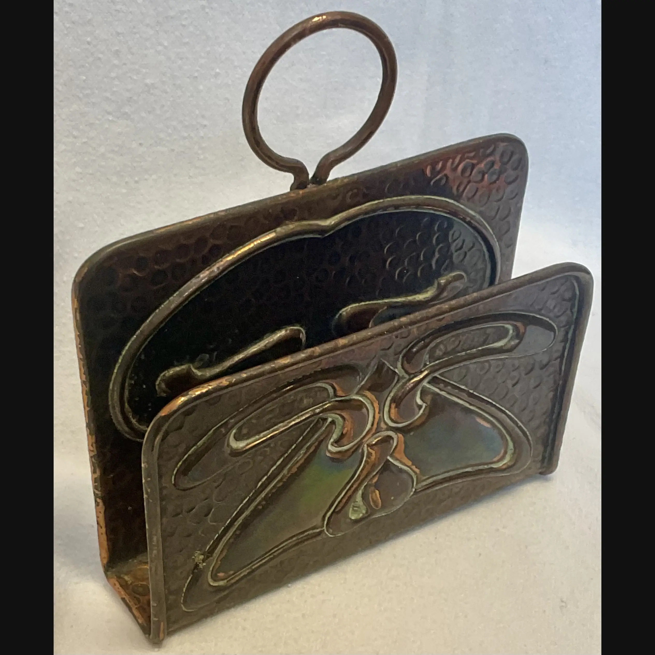 j f pool hayle copper arts and crafts secessionist design hanging wall letter rack