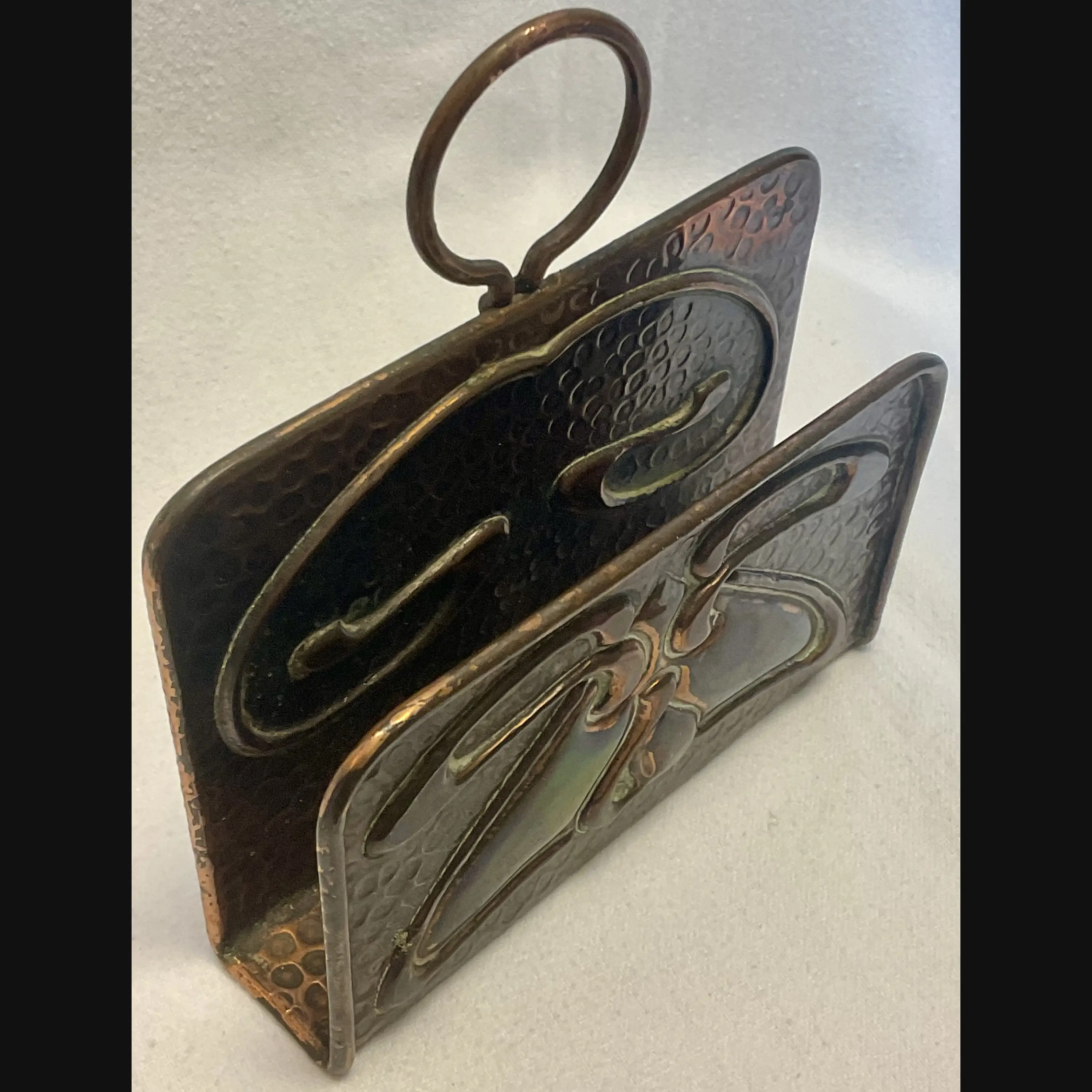j f pool hayle copper arts and crafts secessionist design hanging wall letter rack