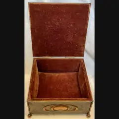j f pool hayle copper works large secessionist inverted heart design copper jewellery casket with original velvet lining c1908