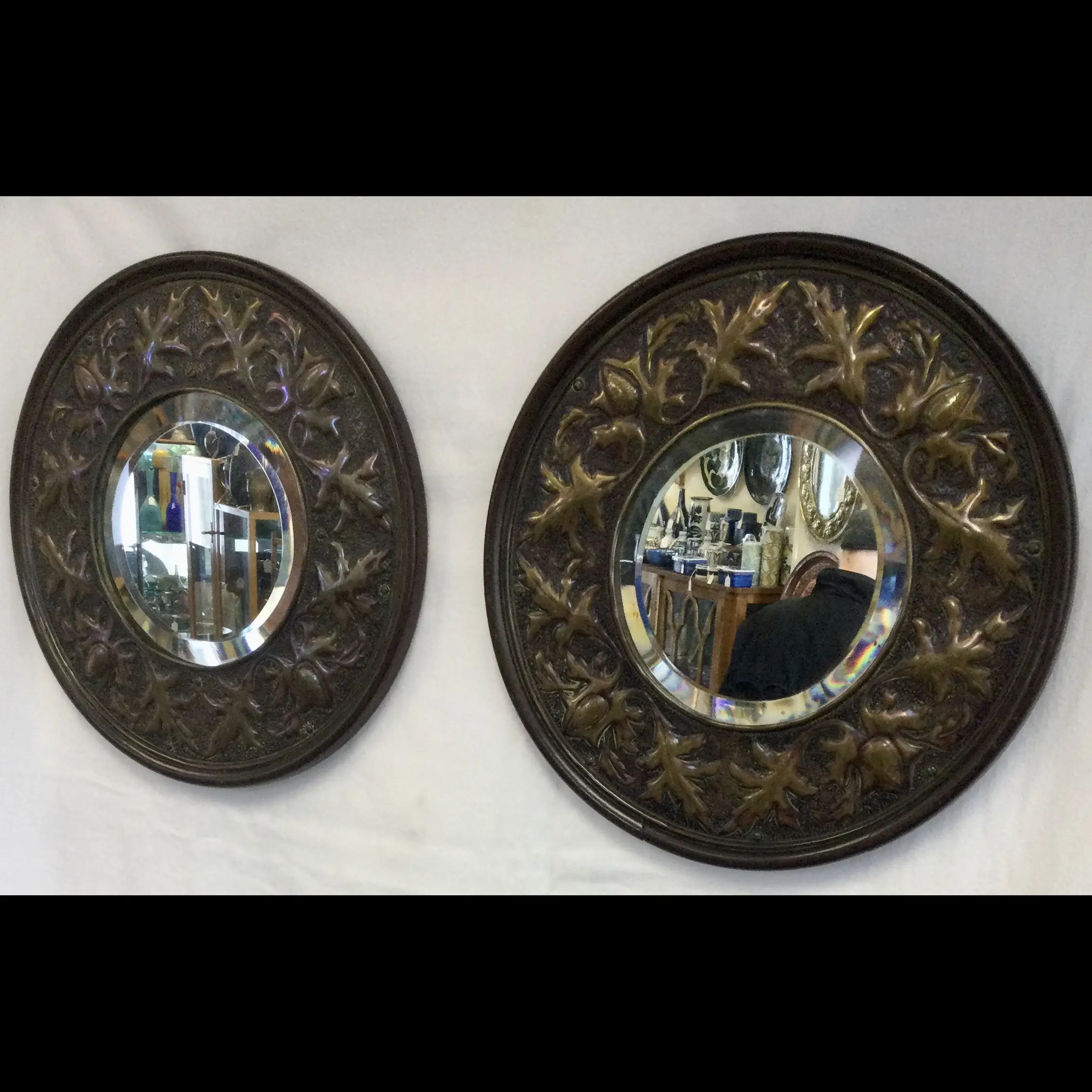 pair keswick school of industrial arts diamond jubilee marked arts and crafts mirrors