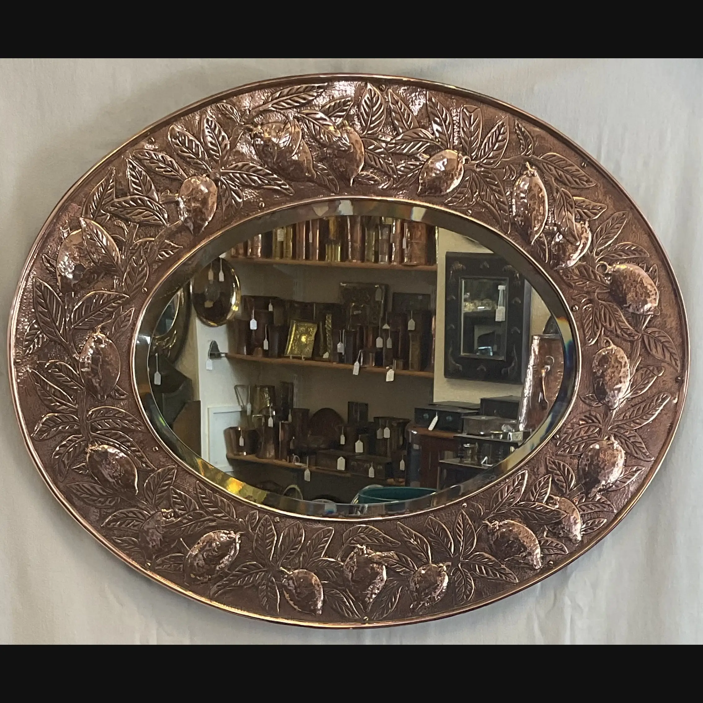 large oval keswick school of industrial art arts and crafts copper lemon tree mirror