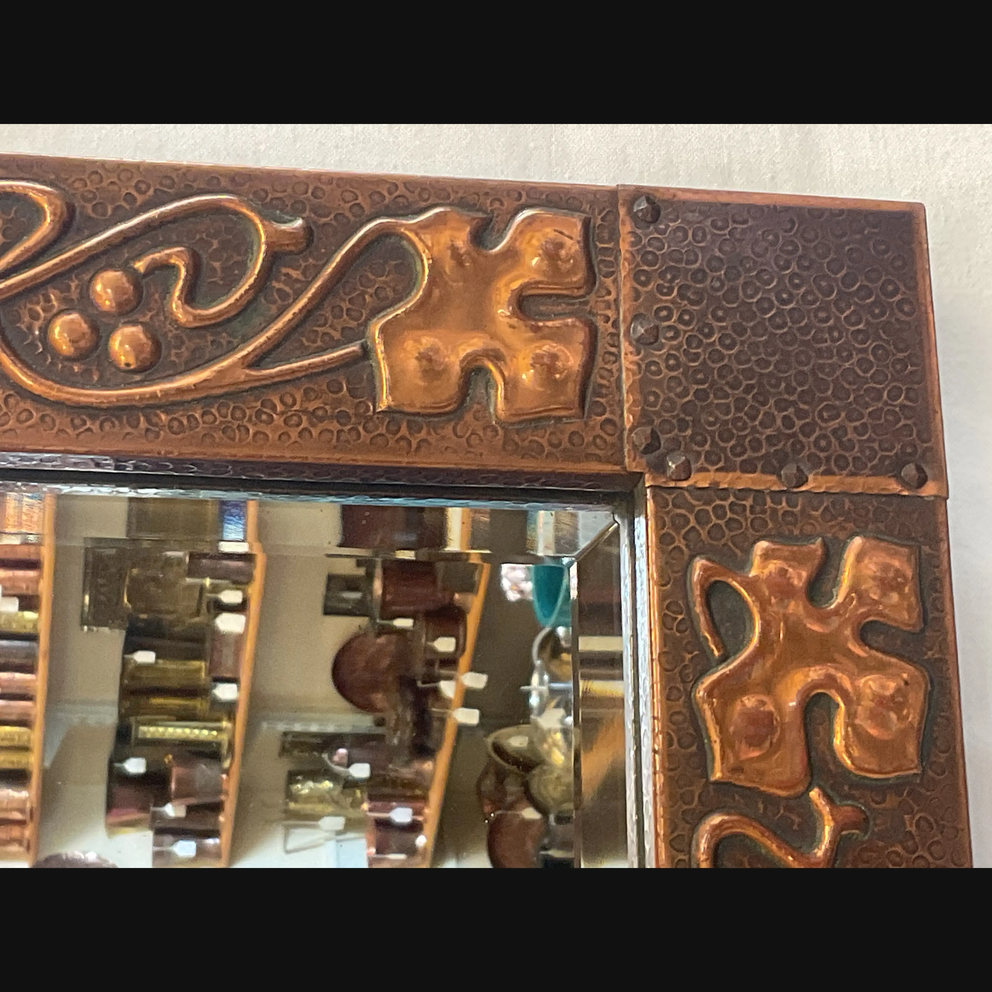 j f pool hayle copper arts and crafts copper hall mirror