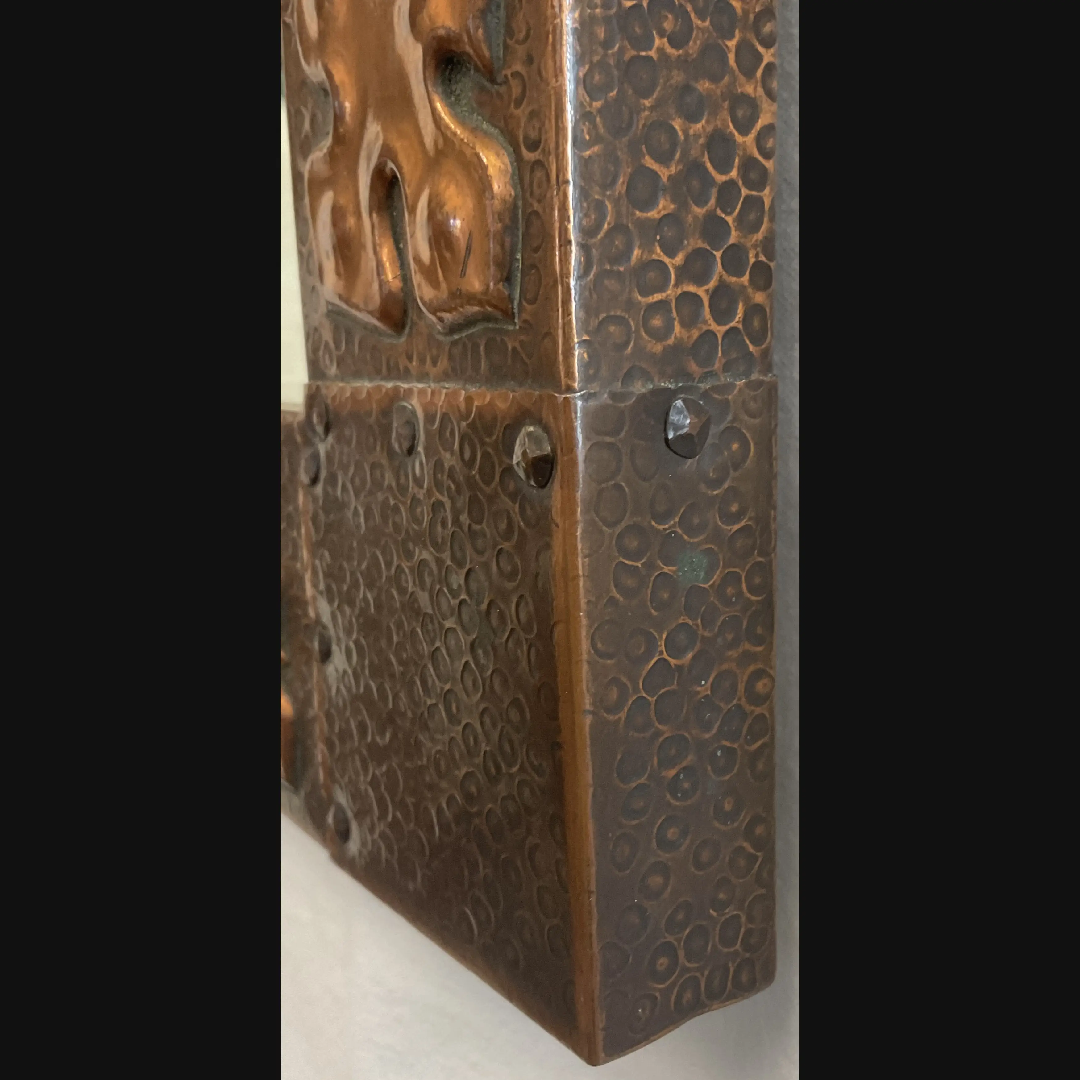 j f pool hayle copper arts and crafts copper hall mirror