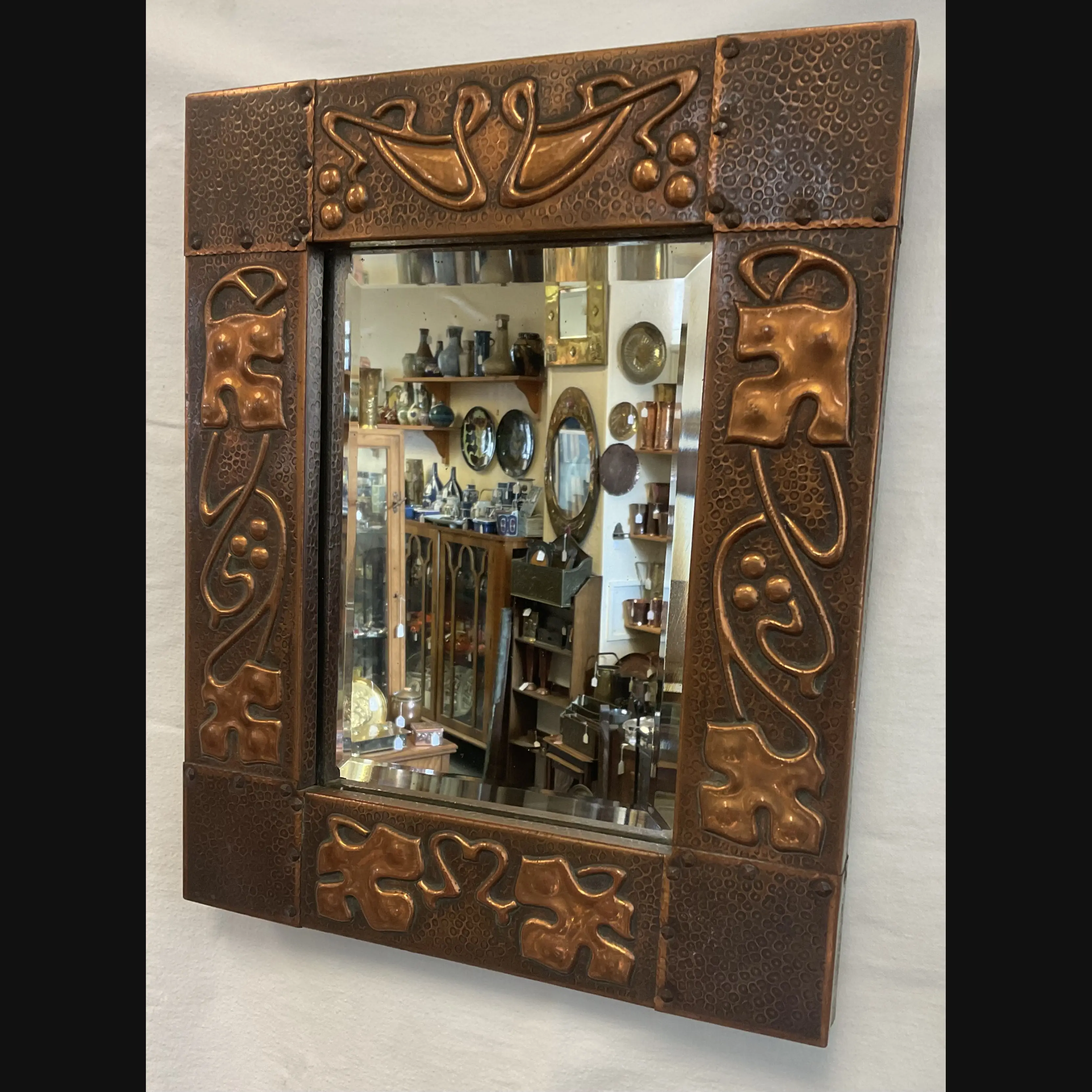 j f pool hayle copper arts and crafts copper hall mirror
