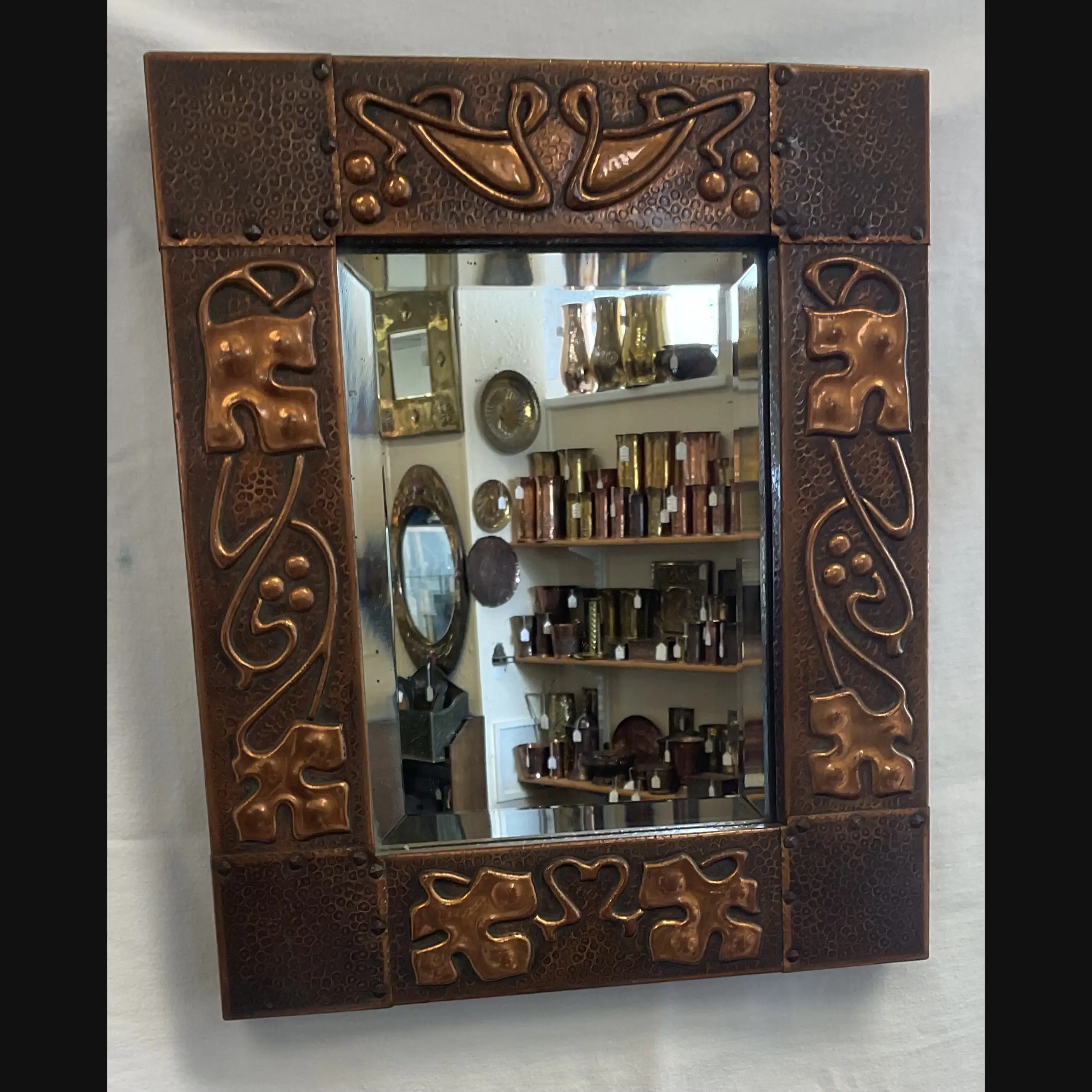 j f pool hayle copper arts and crafts copper hall mirror