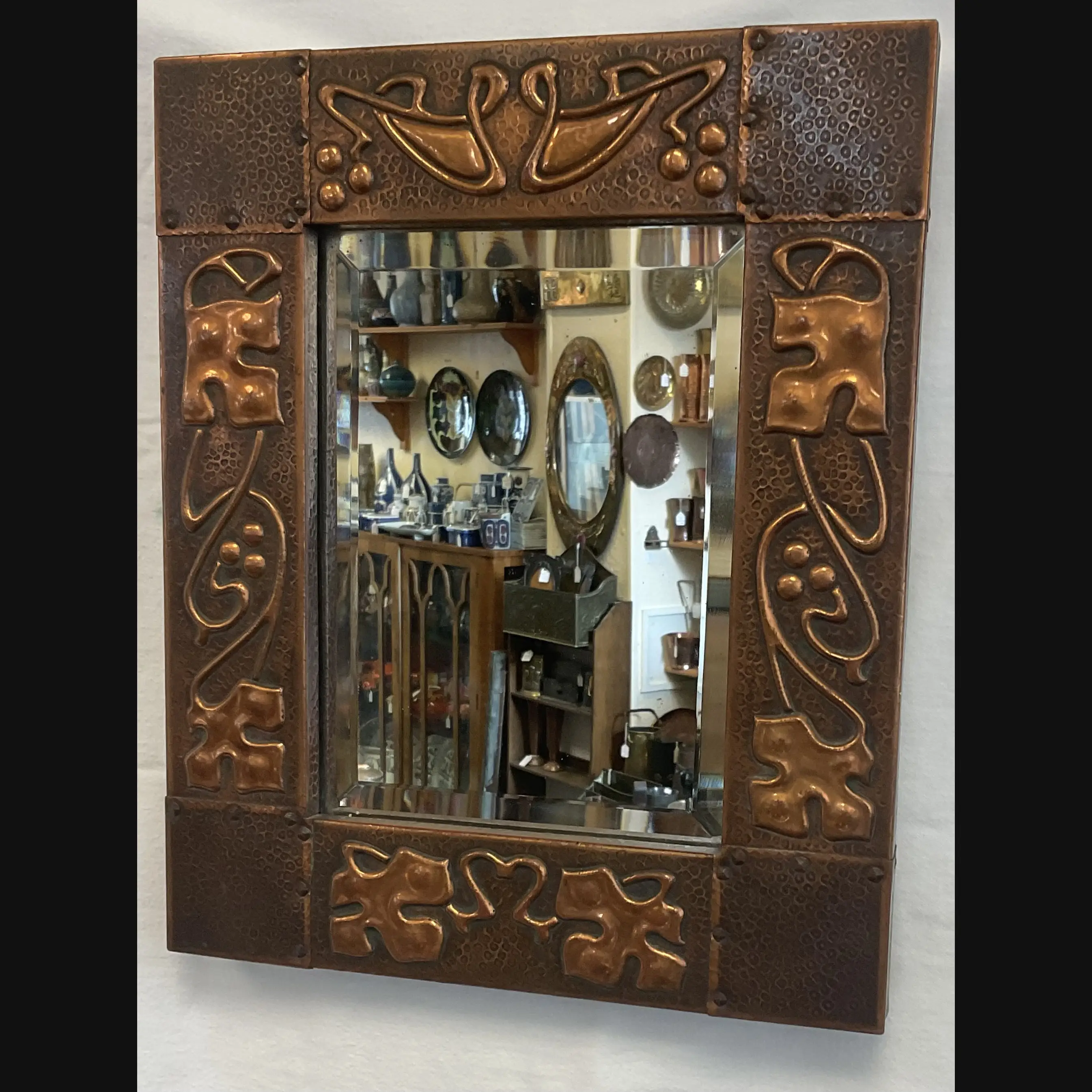 j f pool hayle copper arts and crafts copper hall mirror