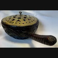 w h mawson keswick home industries arts and crafts carved oak potpourri with pierced brass cover c1900