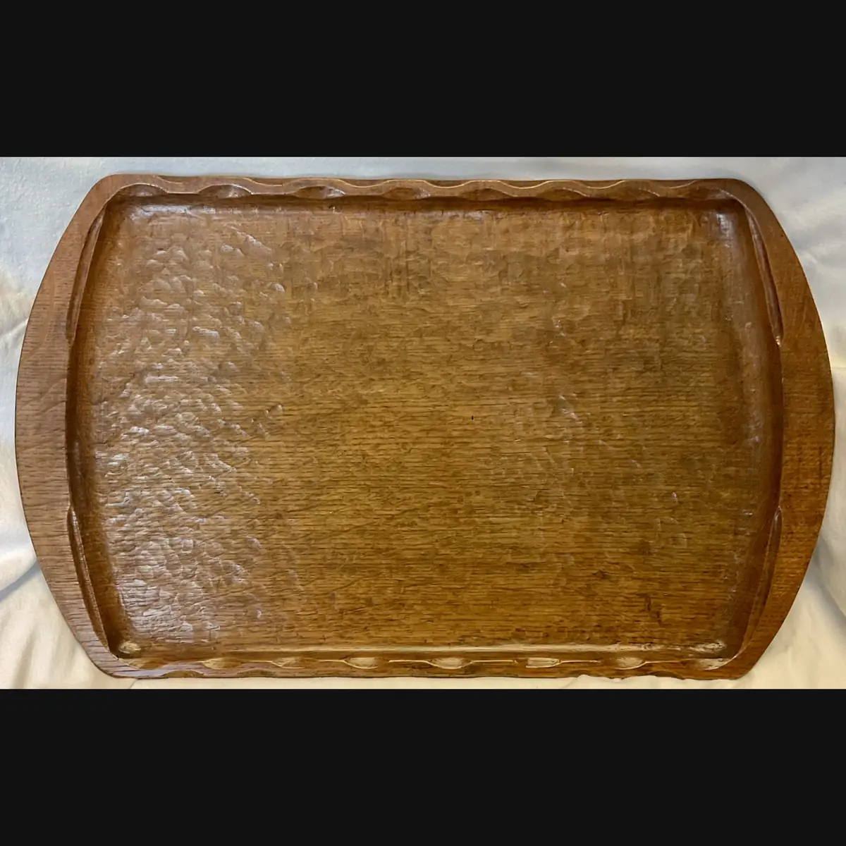 large stanley webb davies of windermere arts and crafts oak carved serving tray dated 1941