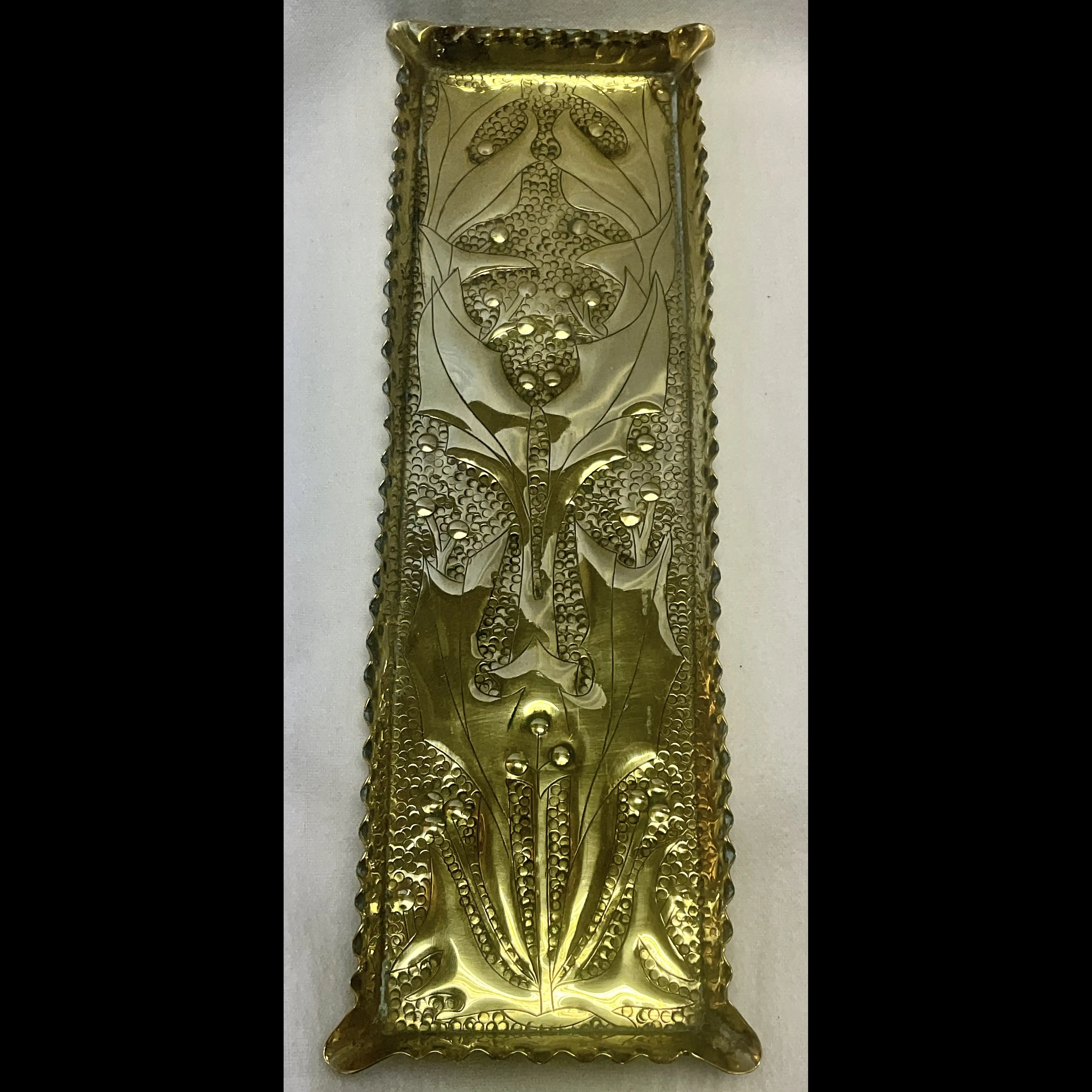 arts and crafts brass pen tray c1900 10