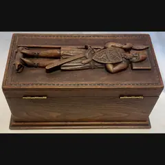 alexander ritchie iona celtic art scottish arts and crafts large carved table casket with celtic brass panels c1900