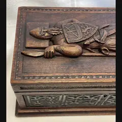 alexander ritchie iona celtic art scottish arts and crafts large carved table casket with celtic brass panels c1900