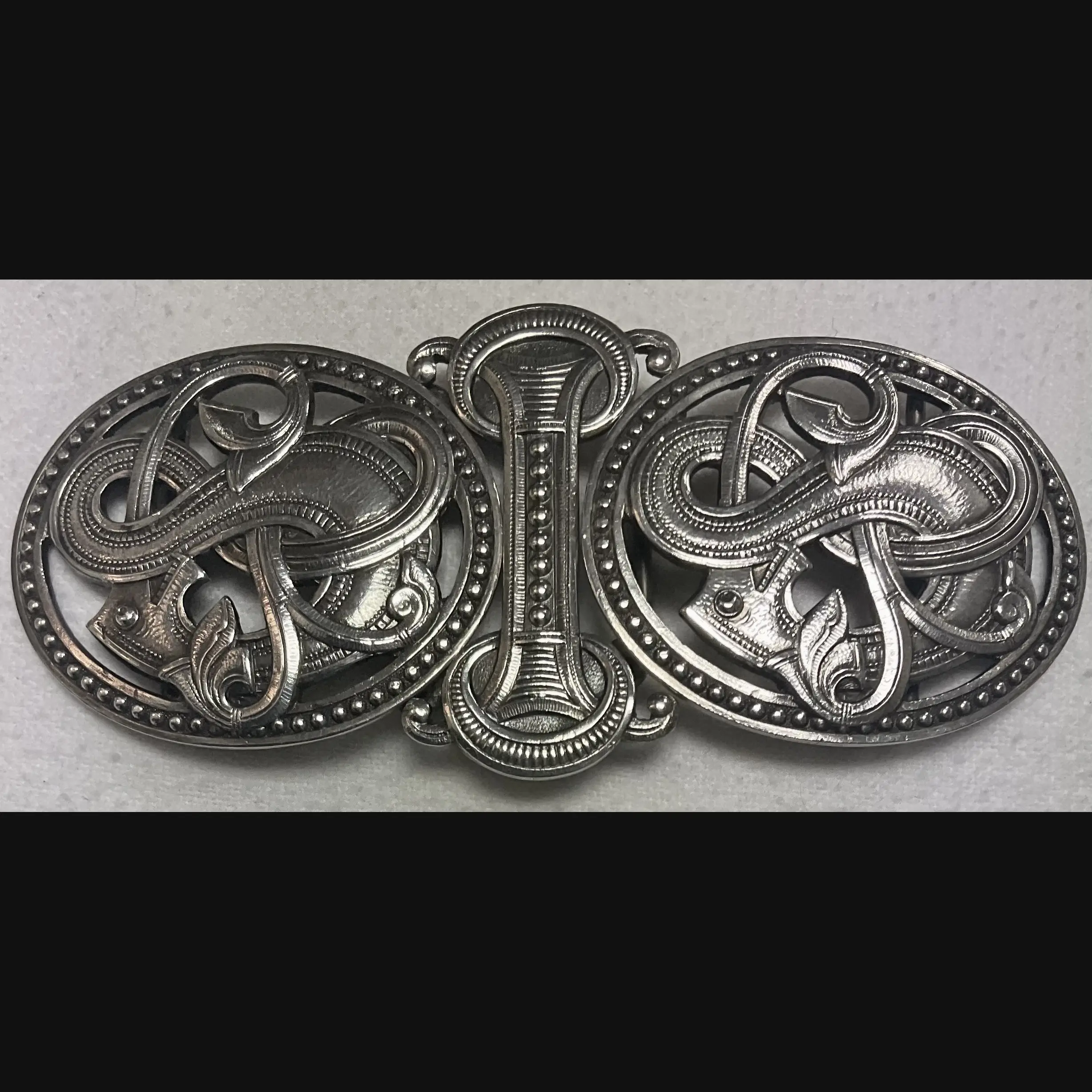 norwegian arts and crafts dragestil silver belt buckle