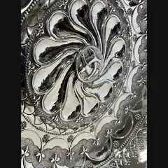 keswick school of industrial art ksia arts and crafts larger silver repousse decorated table bowl with their early 3 fishes design c1922