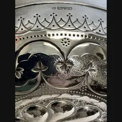 keswick school of industrial art ksia arts and crafts larger silver repousse decorated table bowl with their early 3 fishes design c1922