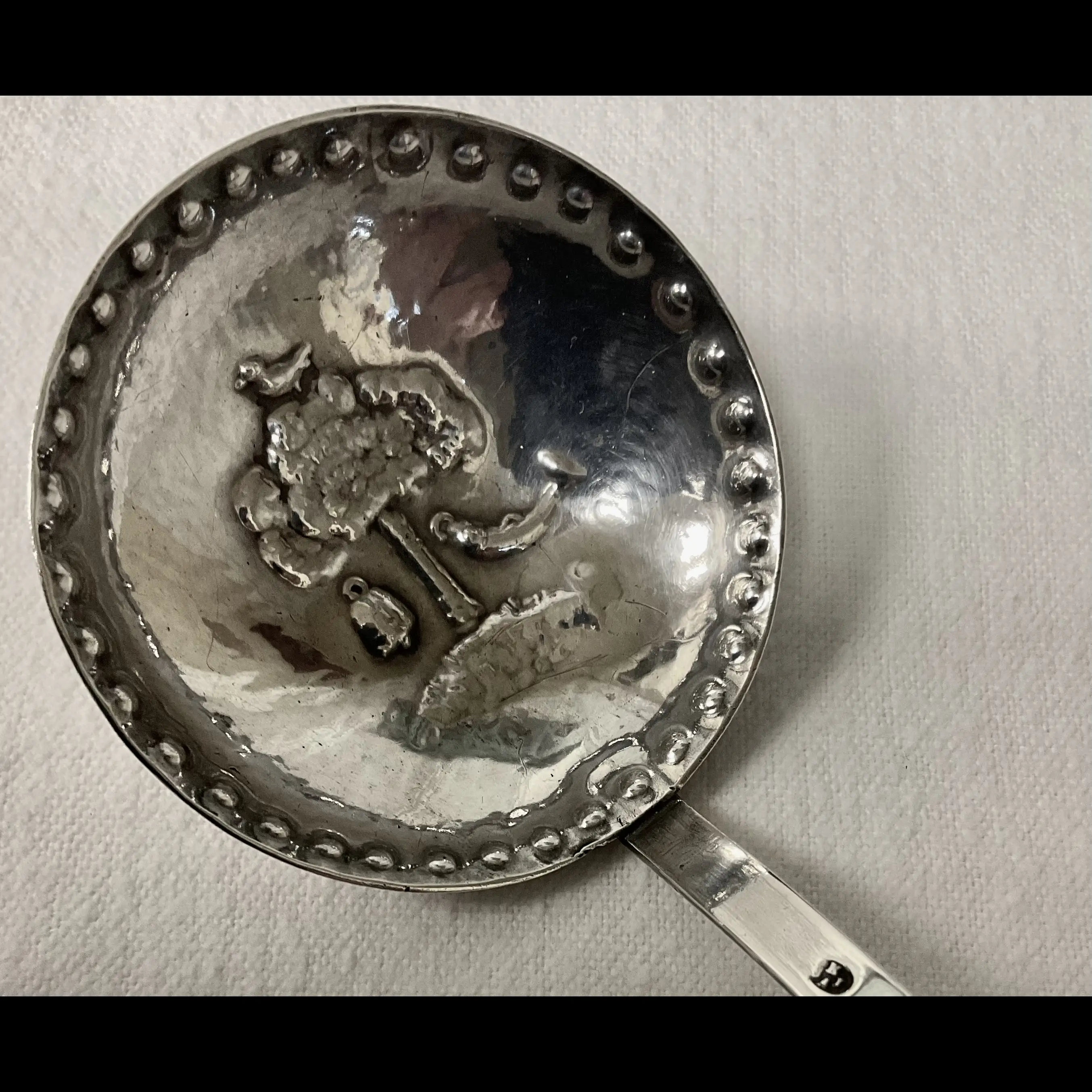 keswick school of industrial art ksia arts and crafts silver dutch spoon with emblems of st kentigern
