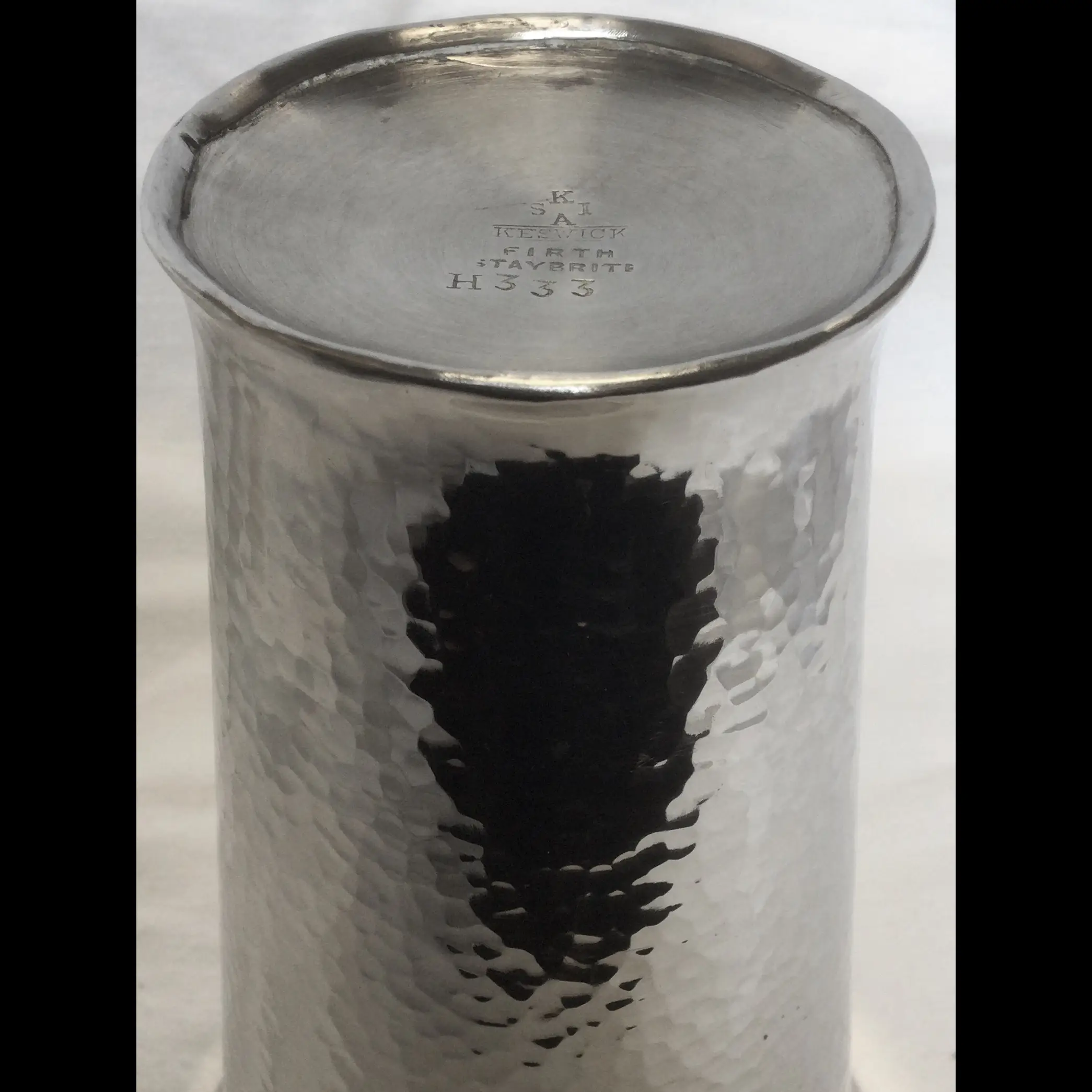 keswick school of industrial arts large arts and crafts modernist steel vase