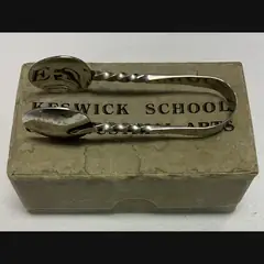 keswick school of industrial art ksia arts and crafts early boxed pair of steel sugar tongs