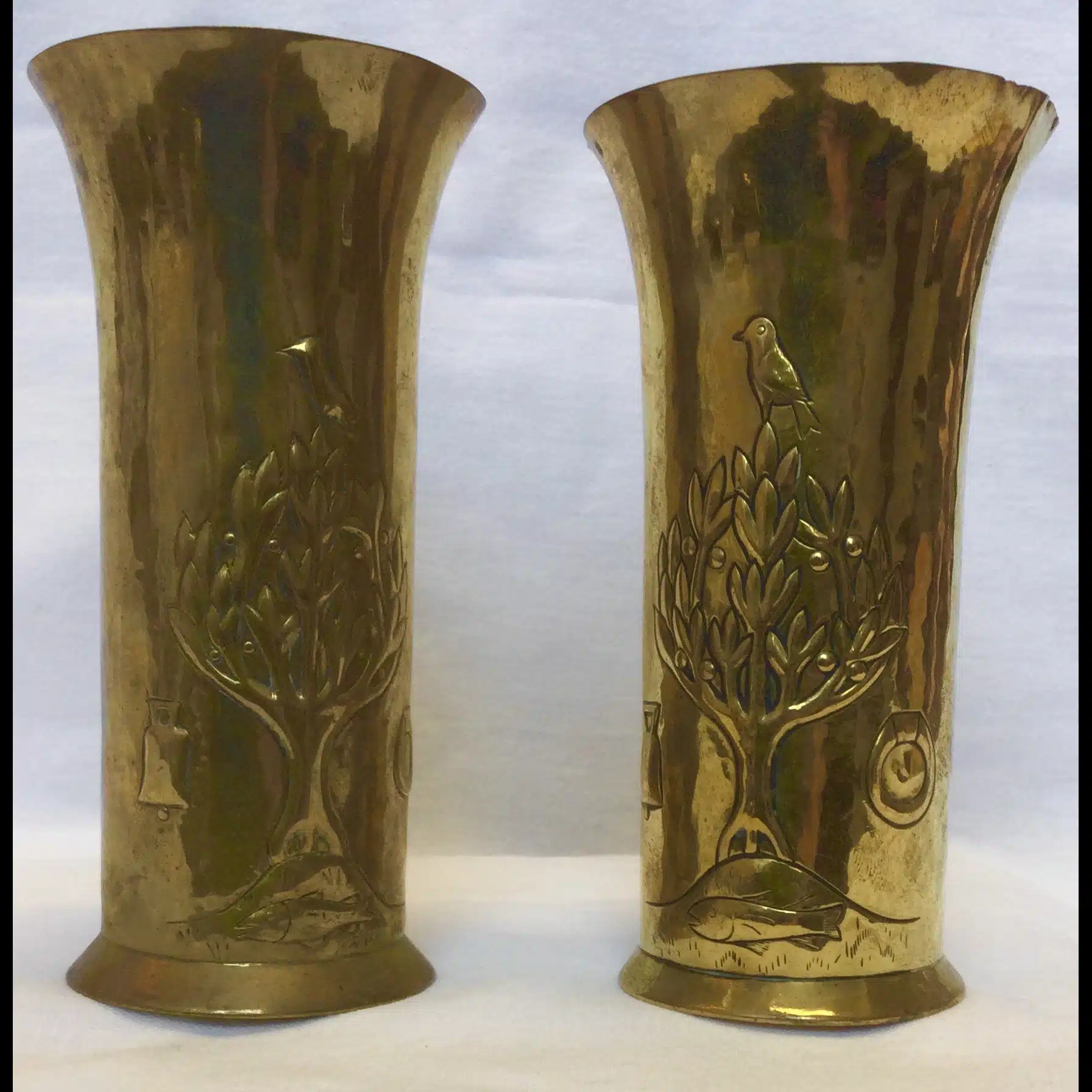 keswick school of industrial arts ksia st.kentigern brass vases
