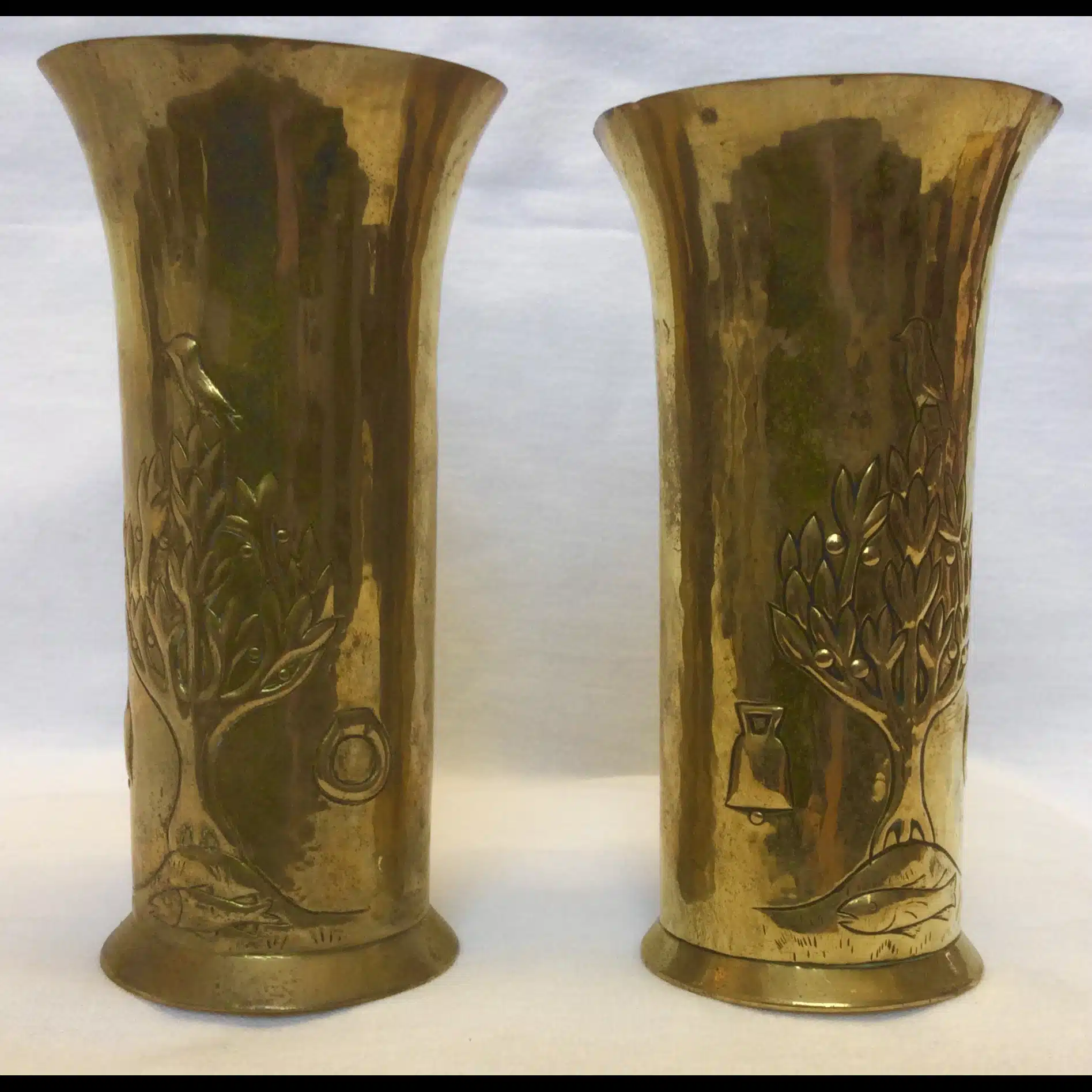 keswick school of industrial arts ksia st.kentigern brass vases