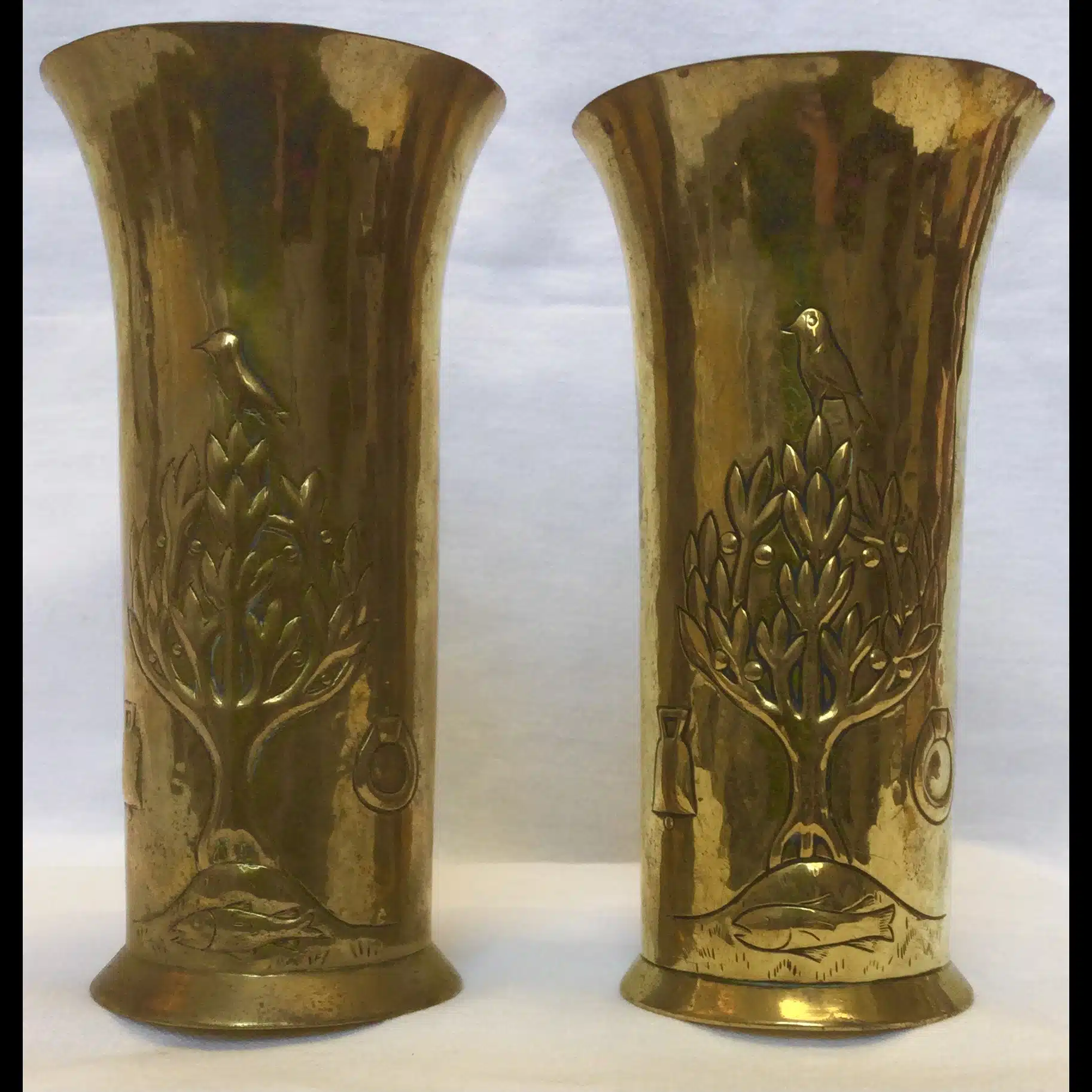 keswick school of industrial arts ksia st.kentigern brass vases