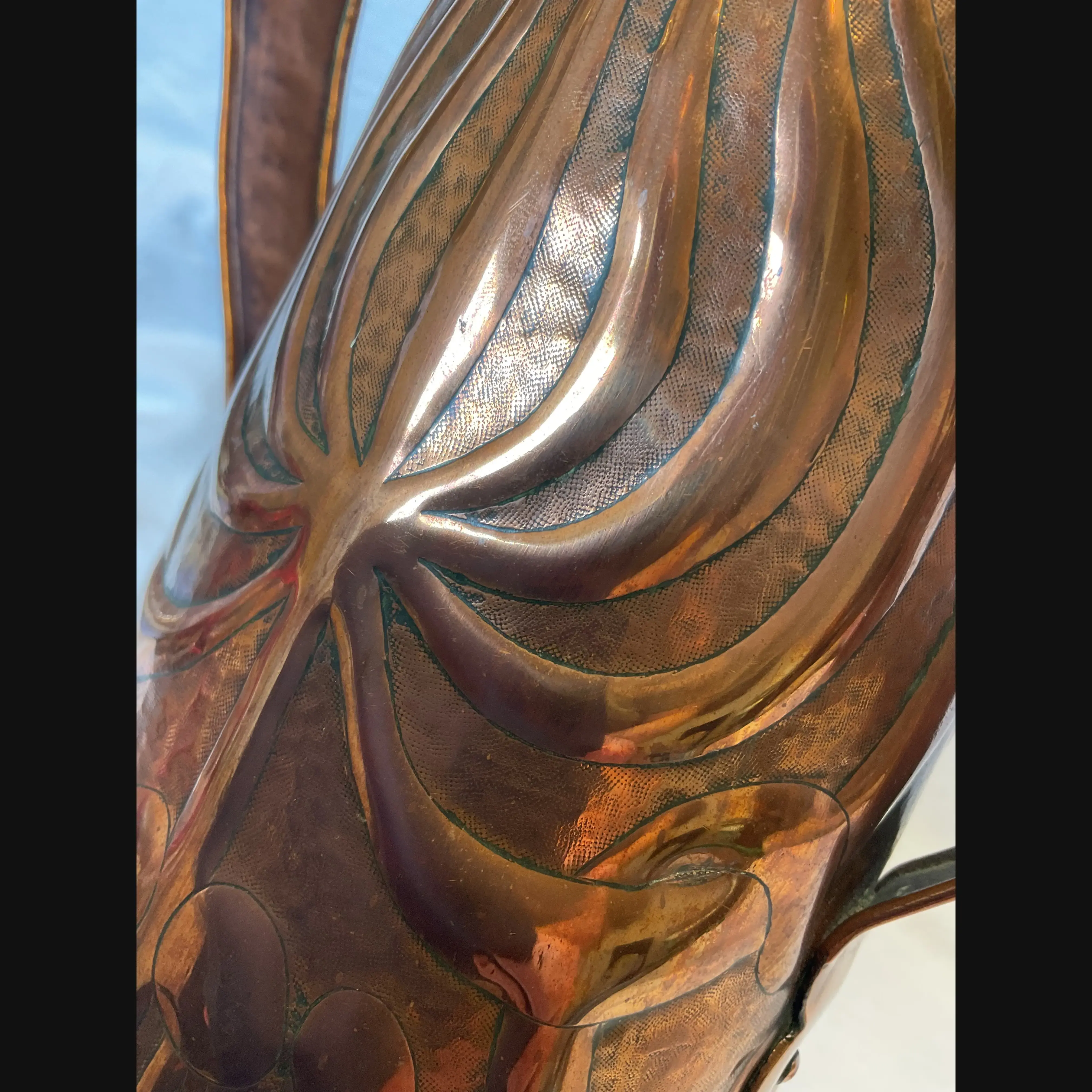 large arts and crafts yattendon metal working class mrs waterhouse des two handled art nouveau copper vase